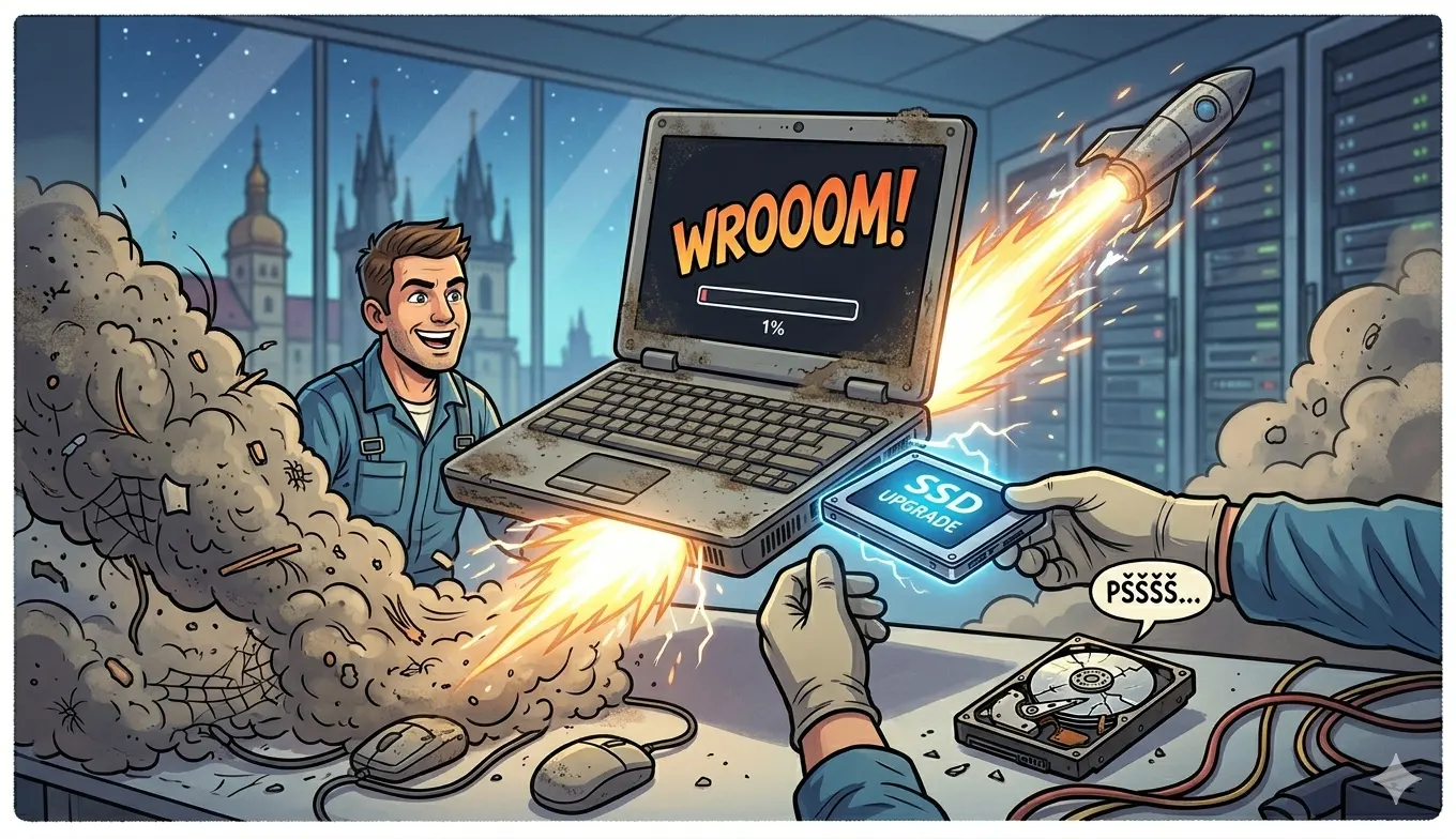 Výměna starého HDD za rychlé SSD v notebooku