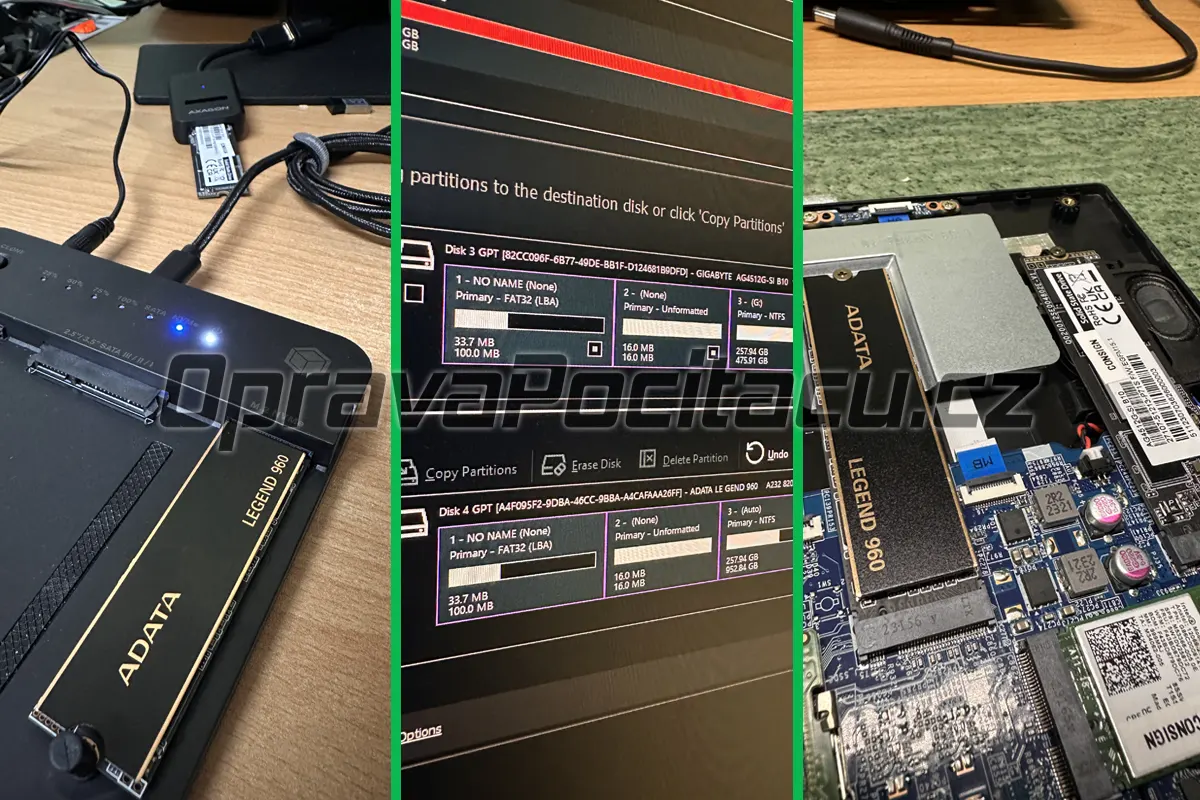 Jak vyměnit ssd v notebooku Gigabyte G7 MF 2023 (RC657) a naklonovat systém na nový disk