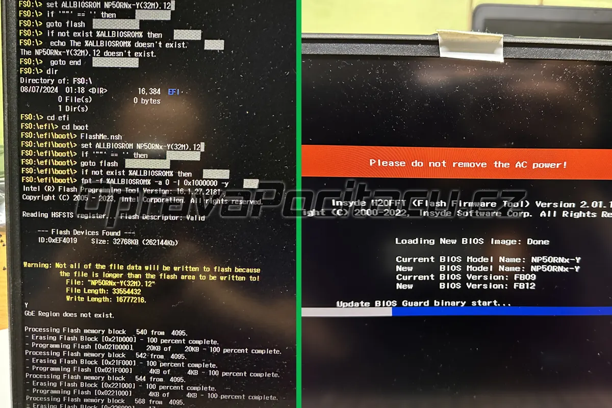 nefunkční start windows po aktualizacích - přeprogramování BIOSu notebooku Gigabyte G7 MF 2023 (RC657)