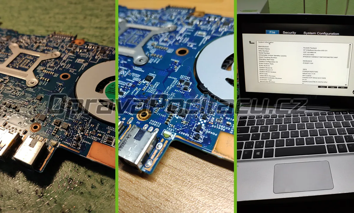Notebook nenabíjí, nelze zapnout. Oprava základní desky u HP EliteBook Revolve 810 G1