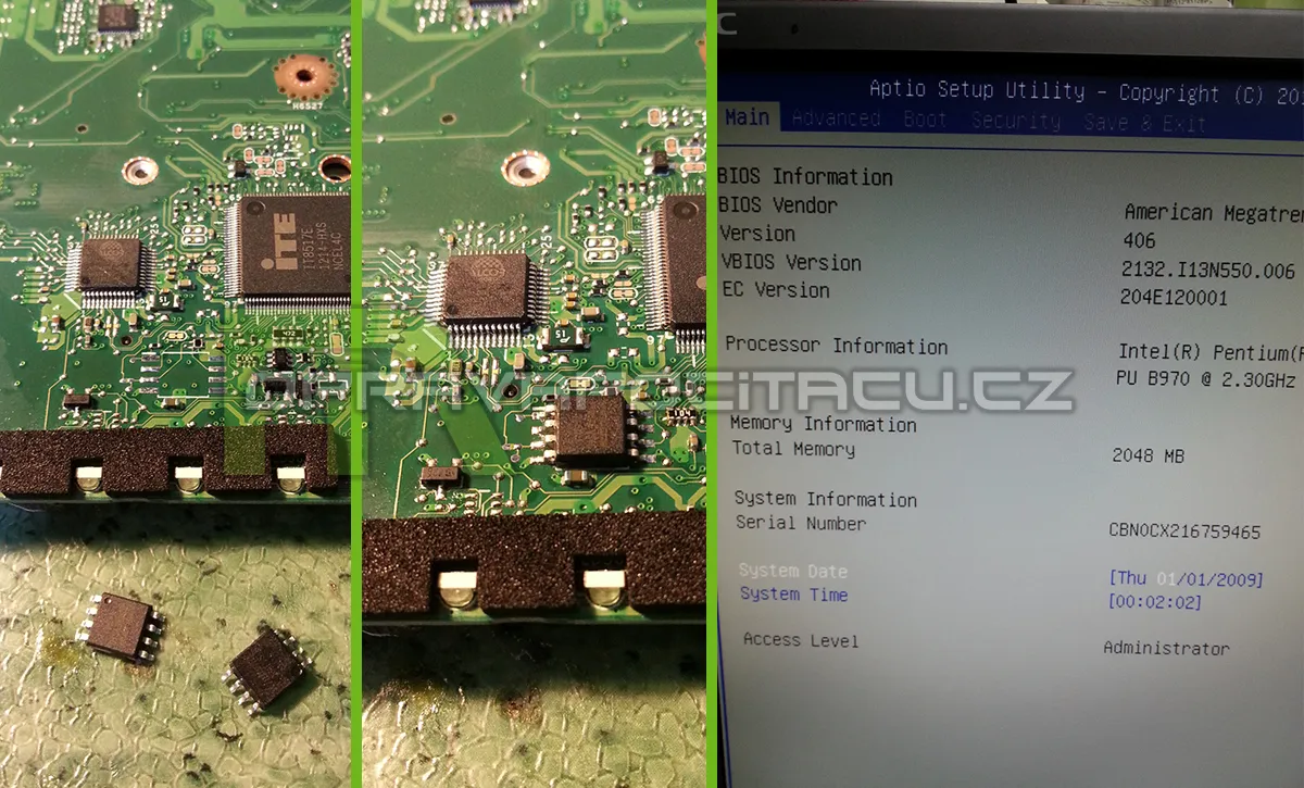 Výměna a naprogramování BIOSU notebooku Asus X55VD #2