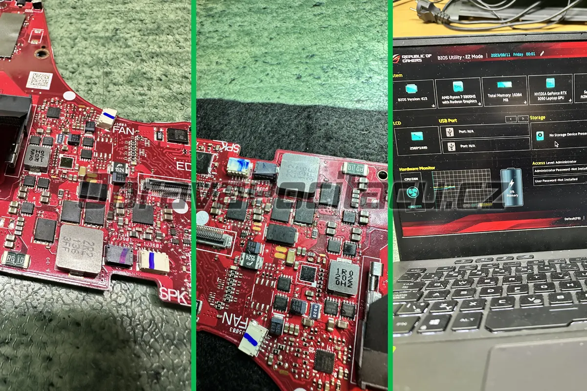 Oprava nefunkční základní desky notebooku ASUS ROG Zephyrus G14 GA401Q