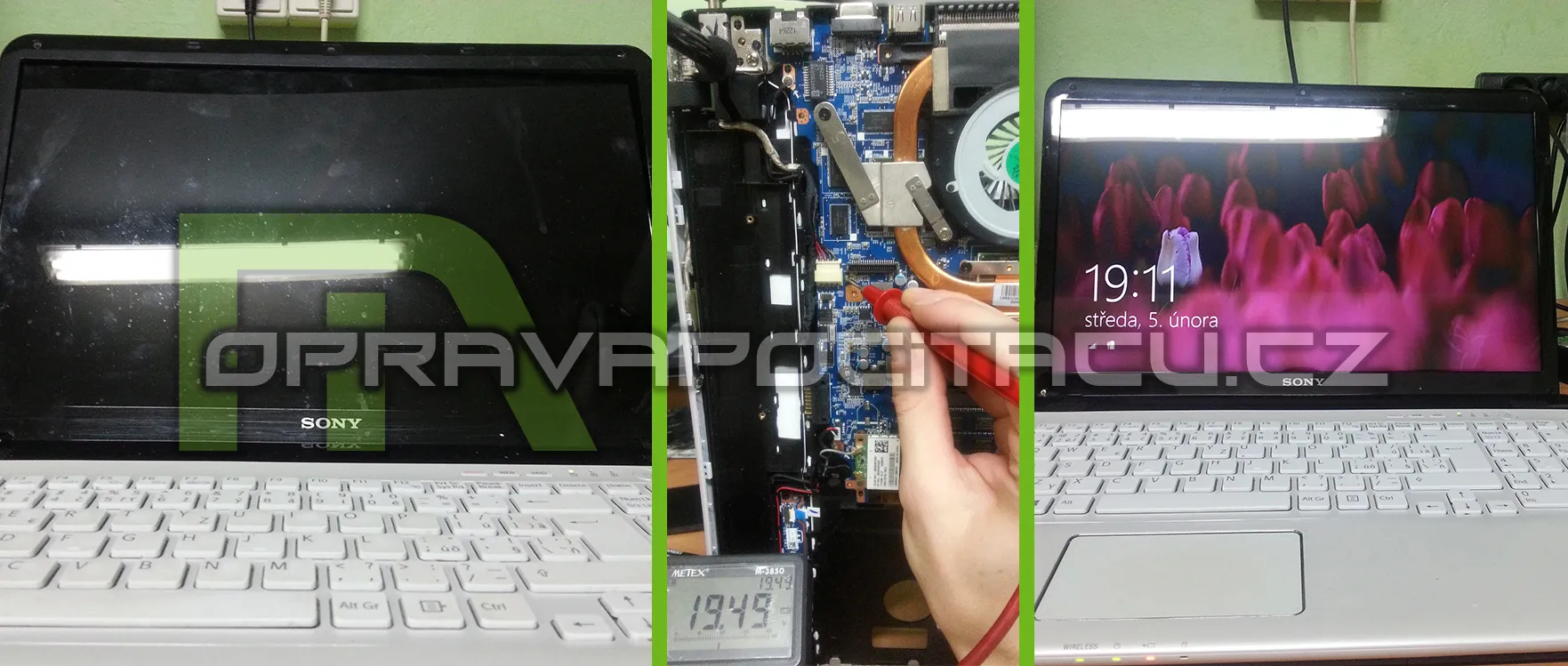 Výměna displeje a oprava LED podsvícení LCD notebooku SONY VAIO
