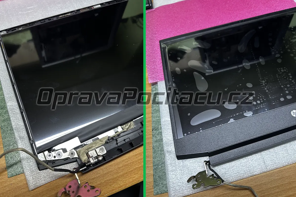 Oprava zlomených pantů notebooku HP Pavilion Gaming Laptop 15-ec2950nc - 53M47EA, výměna LCD displeje a plastů #2