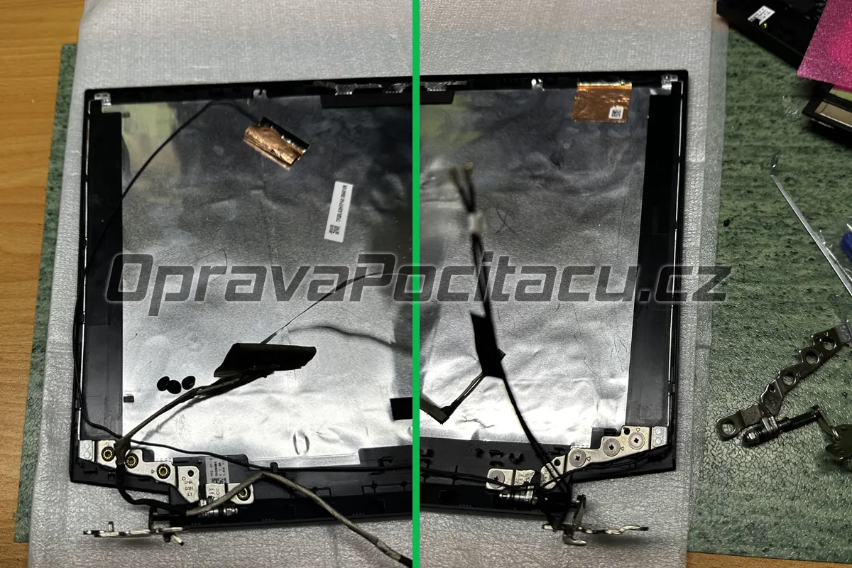Oprava zlomených pantů notebooku HP Pavilion Gaming Laptop 15-ec2950nc - 53M47EA, výměna LCD displeje a plastů