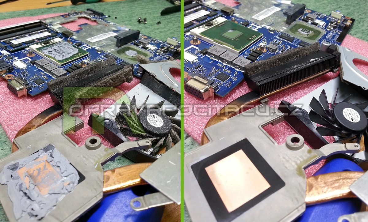 Čištění notebooku Lenovo G580 od prachu a přepastování