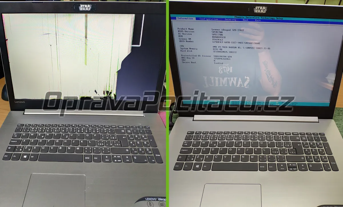 Oprava prasklého LCD displeje u notebooku Lenovo IdeaPad 320
