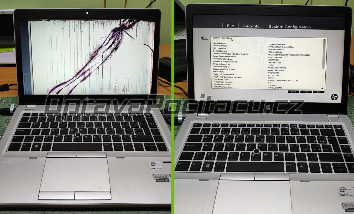 Výměna prasklého LCD displeje u notebooku HP Elitebook Folio 9470mi5