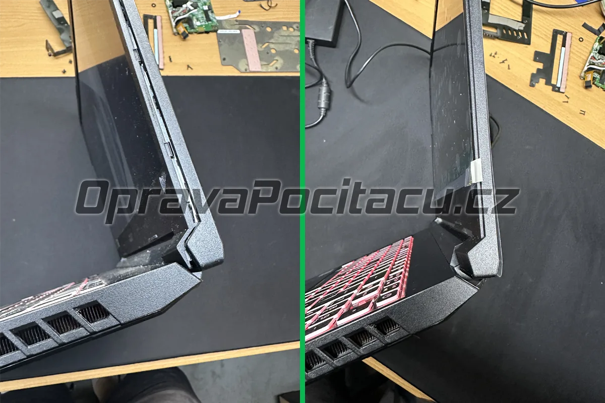 Acer Nitro 5 AN515-55-73FG: Oprava vytržených pantů a výměna zadního LCD krytu