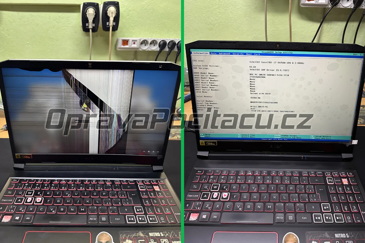 Acer Nitro 5 AN515-55-73FG: Výměna prasklého LCD displeje