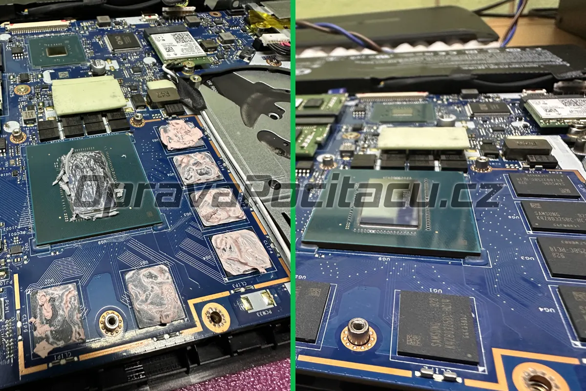 Detailní čištění chlazení Acer Nitro 5 AN515, aplikace teplovodivé pasty Arctic MX-4 a prémiové Thermal Grizzly putty