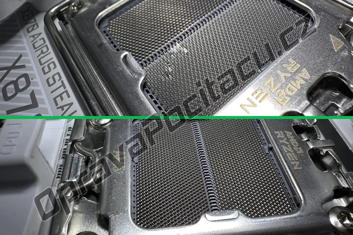 GIGABYTE X870: Oprava ohnutých pinu patice CPU