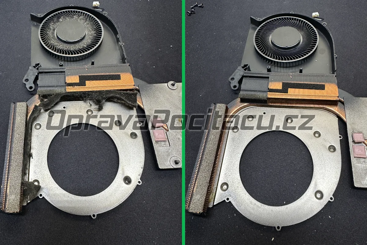 Profesionální čištění chlazení herního notebooku Lenovo Legion 5 15ACH6H – demontáž ventilátorů a odstranění prachových nánosů