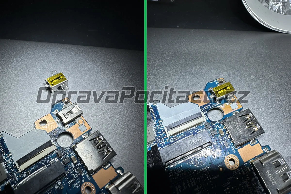 Lenovo V15 G2 ITL: Výměna napájecího konektoru se zlomeným pinem