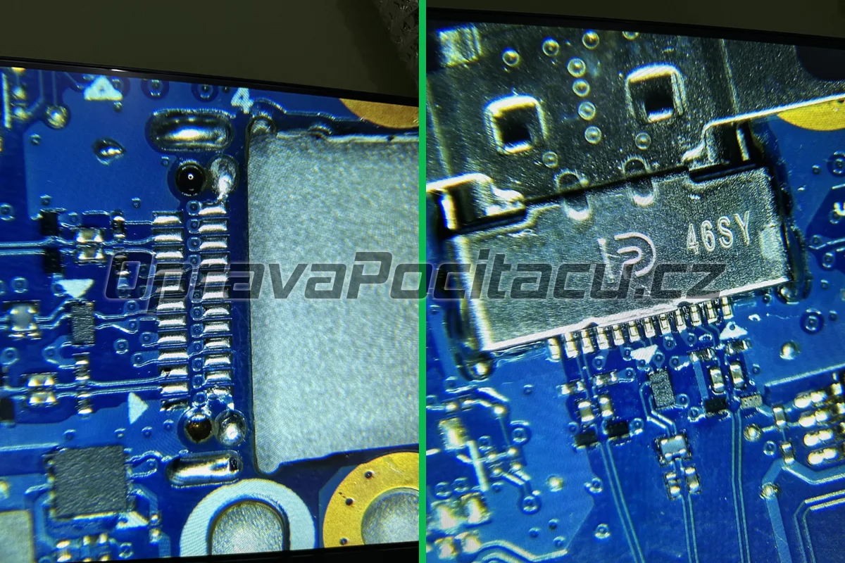 Lenovo Yoga 7 14ARP8: Pájení nových USB-C portů na desku
