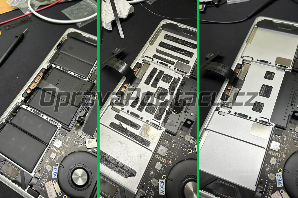 Odborná výměna originální lepené baterie u notebooku Apple MacBook Pro 13 A1989 stříbrný