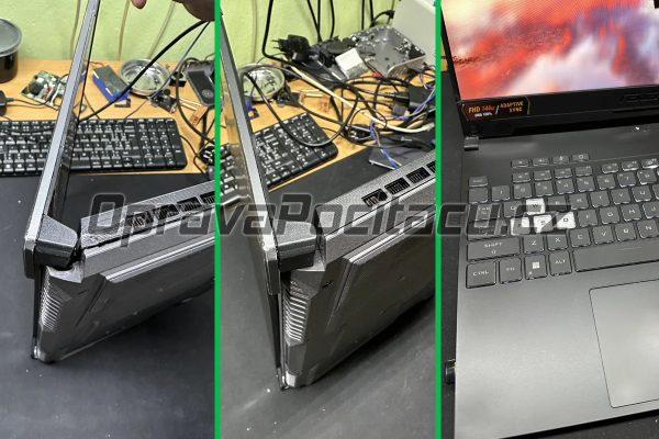 ASUS TUF Gaming A15 FA507NV: Výměna vylomených pantů po neodborném slepení v jiném servisu