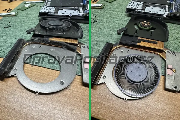 Lenovo Legion 5: Srovnání před a po čištění chlazení