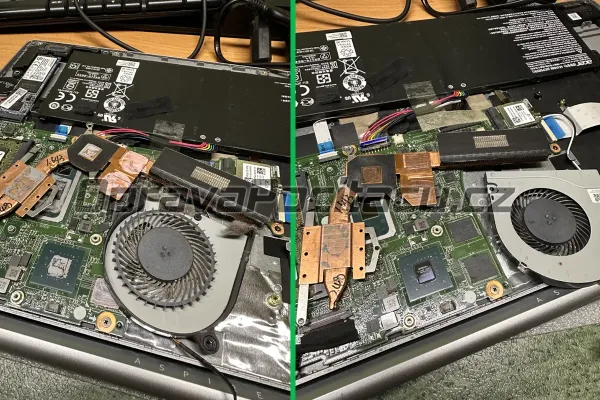 Údržba chlazení Acer Aspire 5: Nová pasta a thermal pady pro stabilní výkon