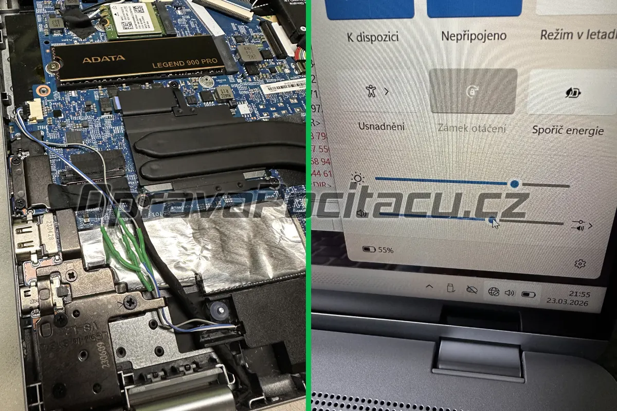 Oprava přerušených přívodních kabelů k interním reproduktorům u notebooku Lenovo IdeaPad 3 15ADA05