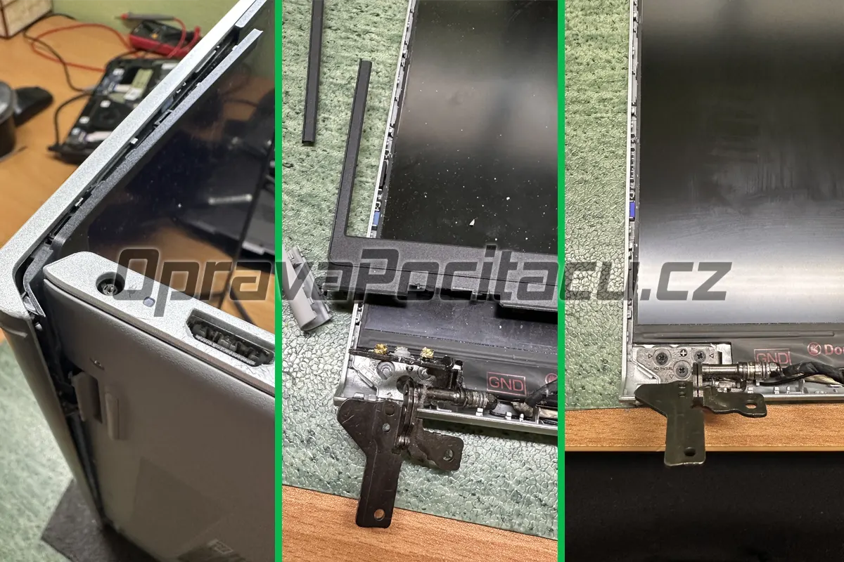 Oprava vylomených pantů a výměna prasklého LCD coveru u notebooku Dell Inspiron 15 3511 na počkání