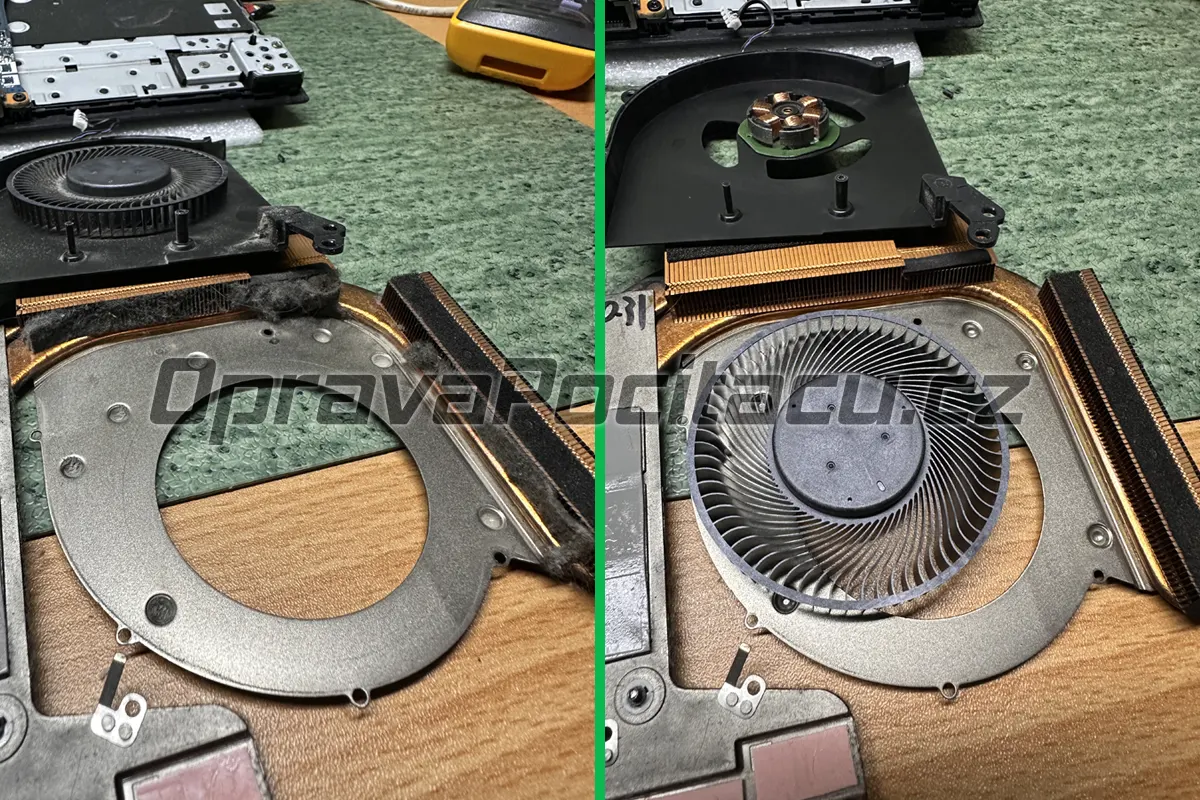 Porovnání staré teplovodivé pasty a nové aplikace Arctic MX7 na procesoru a grafice notebooku Lenovo Legion 5 15ACH6H