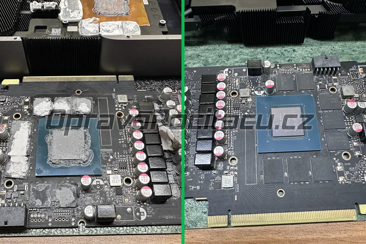Srovnání před a po servisu grafické karty NVIDIA RTX 3070 Founders Edition – odstranění prachu a staré pasty