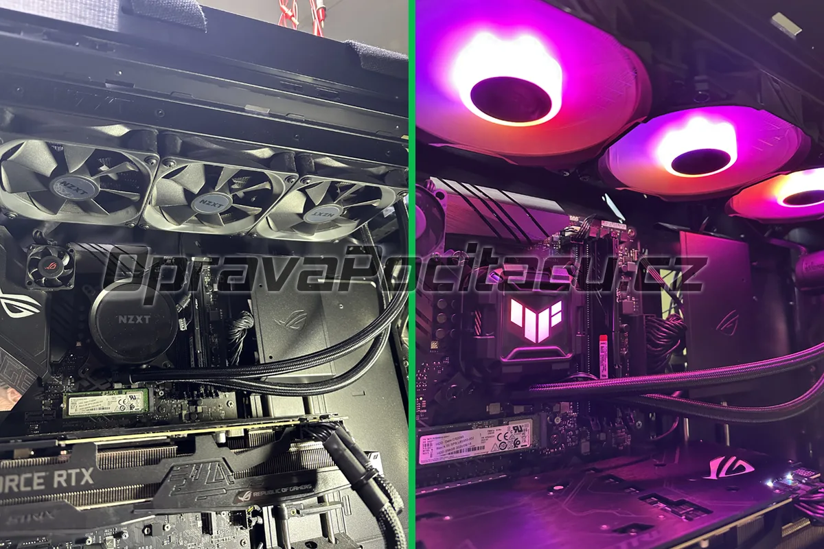 Oprava přehřívání herního PC s Intel Core i9-9900K a RTX 2080 Ti – výměna nefunkčního vodního chlazení za ASUS TUF Gaming LC II 360 ARGB, vyčištění a přepastování grafiky