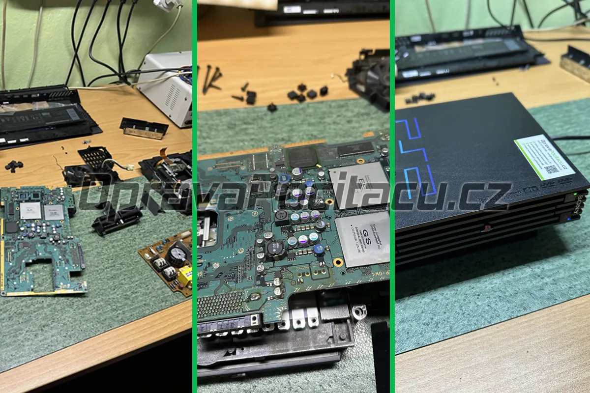 Kompletní servis a renovace retro konzole Sony Playstation 2: Čištění vnitřních částí, laseru mechaniky a nová termoregulace