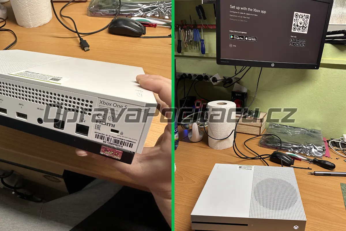 Oprava konzole Xbox One S: Instalace nového SSD disku, obnova systému a profesionální vyčištění chlazení s přepastováním
